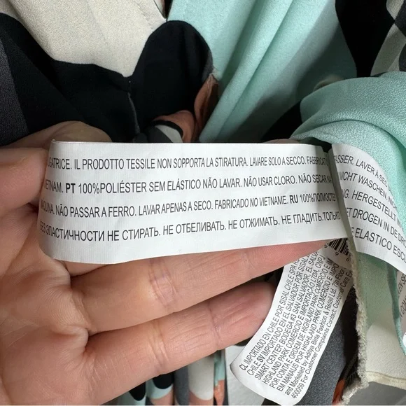 Forever 21 Geometric Color block Puff sleeves y2k baby doll Open back top sz L - Picture 9 of 9